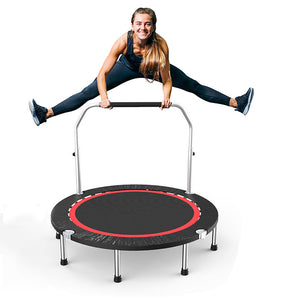 40inch 100x22cm Foldable Mini Trampoline Outdoor Jumping Sport Fitness Exercise Tools with Adjustable Foam Handle for Kids Adults Max Load 150kg