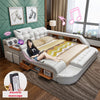 Double Bed Twin-Bed Cow Leather Soft Bed Massager Modern Multifunctional Tatami Leather Bed With Bluetooth Speaker