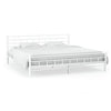 Vidaxl 140x200CM Simple Modern Metal Bed Frame With Slatted Base Block Design White Metal Bed Adult Kids Bedroom Furniture