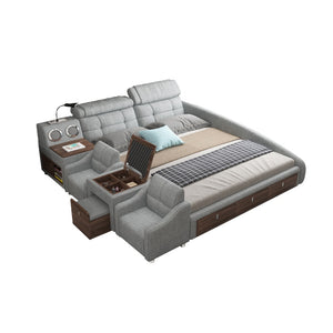 Smart bed frame camas кровать двуспальная lit beds سرير  muebles de dormitorio мебель speaker bluetooth LED USB charging dresser
