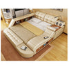 Double Bed Twin-Bed Cow Leather Soft Bed Massager Modern Multifunctional Tatami Leather Bed With Bluetooth Speaker