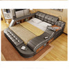 Double Bed Twin-Bed Cow Leather Soft Bed Massager Modern Multifunctional Tatami Leather Bed With Bluetooth Speaker