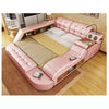 Double Bed Twin-Bed Cow Leather Soft Bed Massager Modern Multifunctional Tatami Leather Bed With Bluetooth Speaker