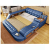 Double Bed Twin-Bed Cow Leather Soft Bed Massager Modern Multifunctional Tatami Leather Bed With Bluetooth Speaker