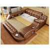 Double Bed Twin-Bed Cow Leather Soft Bed Massager Modern Multifunctional Tatami Leather Bed With Bluetooth Speaker
