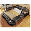Double Bed Twin-Bed Cow Leather Soft Bed Massager Modern Multifunctional Tatami Leather Bed With Bluetooth Speaker