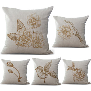 Vintage Sketch Flower Rose Neck Body Pillowcase Linen Bed Pillows Cover Couch Seat Cushion Throw Pillow Home Decoration Gift