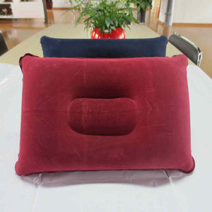 Travel Pillow Air Cushion Inflatable Double Sided Flocking Cushion Camp Beach Car Plane Hotel Head Rest Bed Sleep Pillow