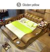 Hot sales Genuine leather bed frame Soft Beds massager storage safe for bedroom