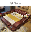 Hot sales Genuine leather bed frame Soft Beds massager storage safe for bedroom
