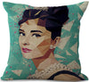 Classic Audrey Hepburn Neck Body Pillowcase Linen Bed Pillows Cover Couch Seat Cushion Throw Pillow Home Decoration Gift