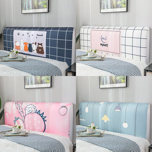 Nordic style Elastic All-inclusive Bed Headboard Cover Full Enclosed Dust-proof Cover Cartoon Printed Bed Head Cover Soft Cover
