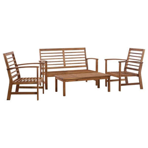 4 Piece Solid Acacia Wood Garden Lounge Set Weather Resistant Patio Set